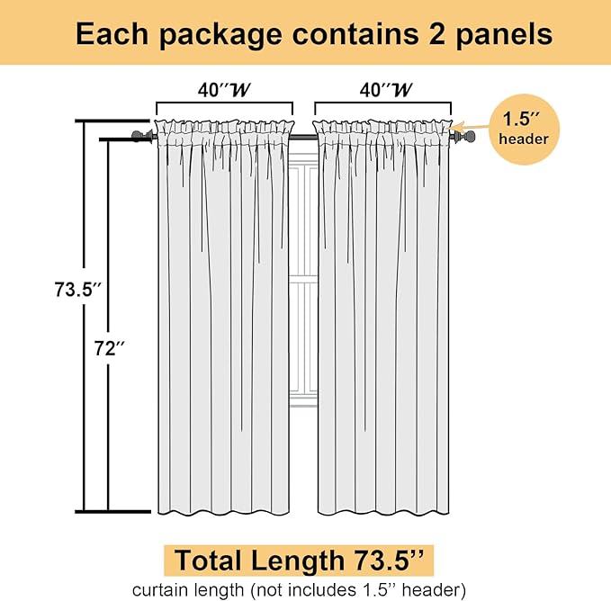 Living Room Light Grey Sheer Curtains 72 Inch Long 2 Panels, Lightweight Solid - Image 4