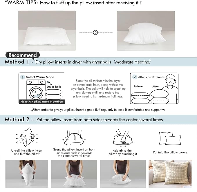 MIULEE 26x26 Euro Pillow Inserts 4 Pack, Throw Pillows - Image 6