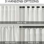 Ivory Linen Sheer Curtains 54 Inch Length 2 Panel Set Back Tab Rod Pocket Semi - Image 3