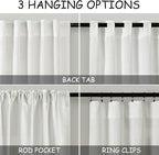 Linen Curtains 84 Inch Length 2 Panels Set, Ivory - Image 3