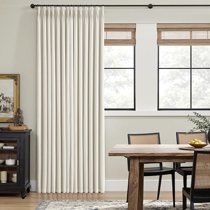 MIULEE Natural Pinch Pleated 100% Blackout Linen Curtains 40x104 Inches | Room - Image 3