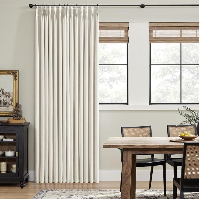 MIULEE Natural Pinch Pleated 100% Blackout Linen Curtains 40x98 Inches | Room - Image 3