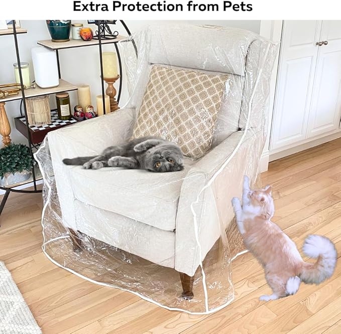 Evelots 2-Pack Clear Vinyl Recliner Covers, Spill-Resistant Protectors | - Image 2