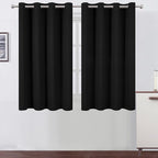 Black Thermal Blackout Curtains/52 x 54 Inch/Set of 2 Panels Room Darkening by Lemomo