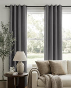 Curtains, Dark Gray, 2 Panels, Linen Textured Look, Thermal Insulated, Full - Image 2