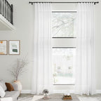 White Extra Long Linen Curtains 2 Panels Set 141 Inches Long - Image 2
