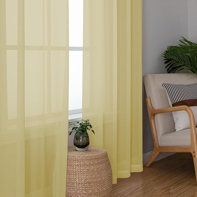 Chyhomenyc Yellow Sheer Curtains 84 Inches Long - Image 7