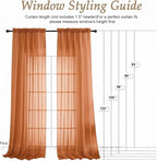 Sheer Orange Curtains 108 Inches Long 2 Panels Set, 59 Inch Extra Wide - Image 2
