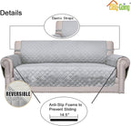 Easy-Going Reversible Couch Cover, 2 Cushion Sofa, Light Gray/Ivory | Oversized - Image 3