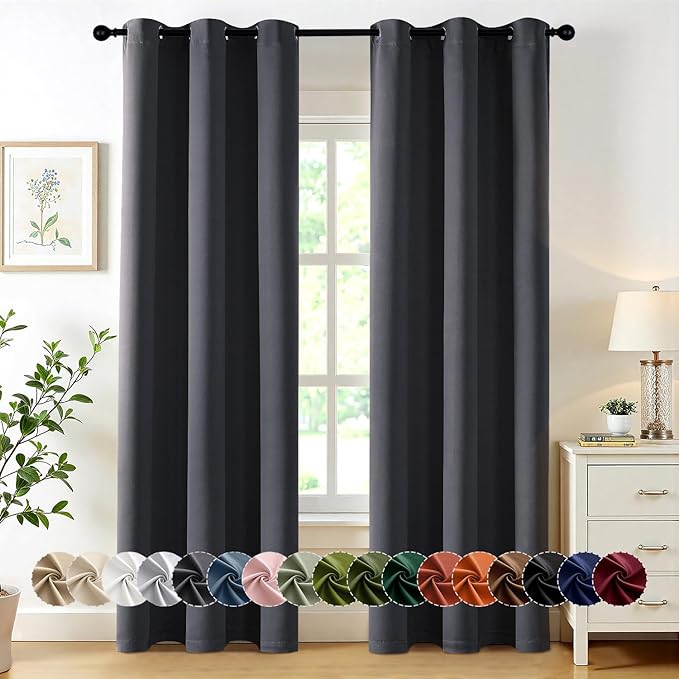 MIULEE Blackout Curtains for Bedroom 2 Panels 40 x 84 Inch Long Dark Grey | by MIULEE