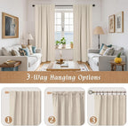 84 Inch Oatmeal 100% Blackout Linen Curtains 84 Inch - Image 9