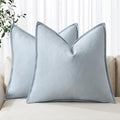 MIULEE Decorative Linen Euro Sham Pillow Covers 24x24 Light Blue | Boho by MIULEE