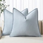 MIULEE Decorative Linen Euro Sham Pillow Covers 24x24 Light Blue | Boho by MIULEE