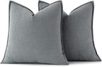 MIULEE Decorative Linen Pillow Covers 20x20 Inch Gray | Boho Farmhouse​ - Image 6