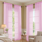 Light Pink Sheer Curtains 84 Inches Long 2 Panels Set, Light Filtering Sheer - Image 6