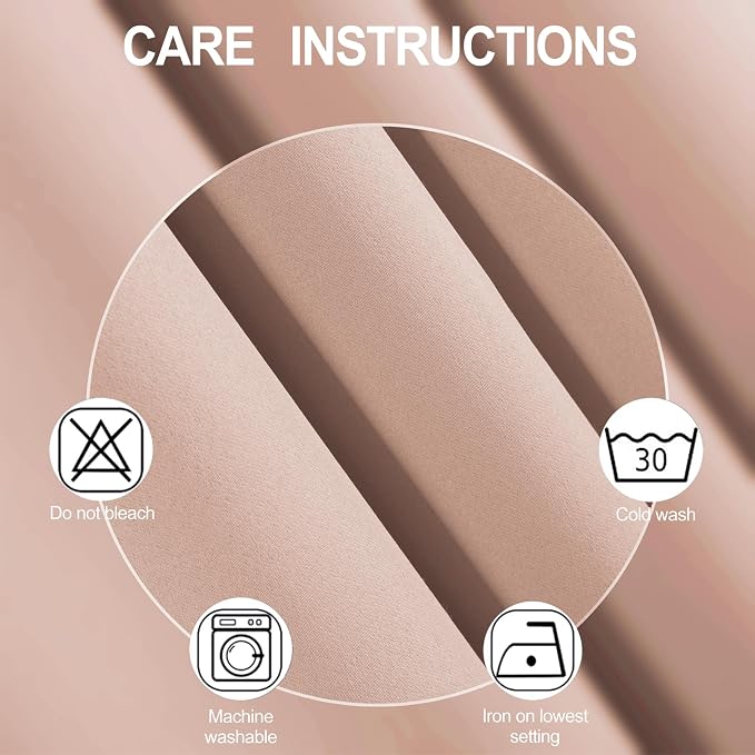 Blackout Curtains 52 x 90 inches Long Blush Curtains Set of 2 Panels Thermal - Image 4