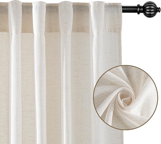 RYB HOME Linen Semi Sheer Curtains - Image 2