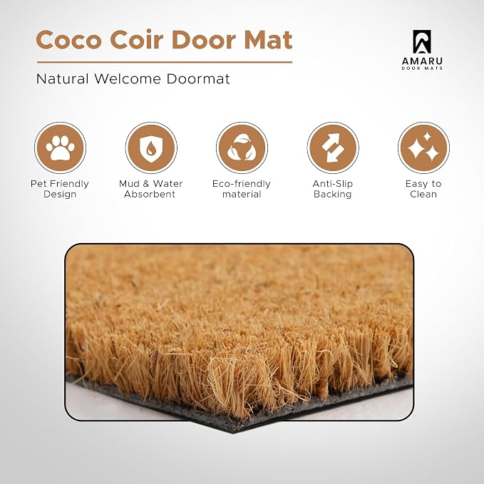 Coir Welcome Mat, 17 x 29 in | 100% Natural Coir, Anti-Shedding, Durable PVC - Image 4