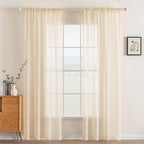 MIULEE Cream Beige Sheer Curtains 54 X 90 Inches, 2 Panels | Solid Color by MIULEE