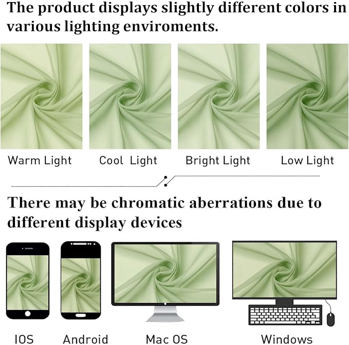 Light Green Sheer Curtains 84 Inches Long 2 Panels Set, Airy Voile Window - Image 4