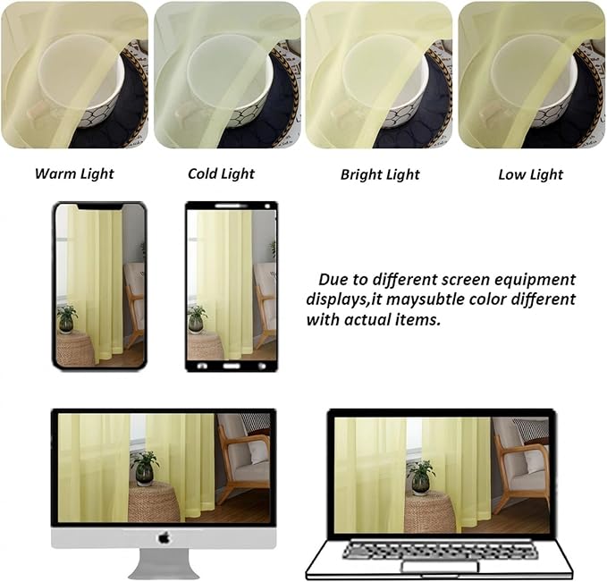 Chyhomenyc Sheer Curtains 72 Inch Length 2 Panels - Image 4