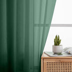 Hunter Green Sheer Curtains for Bedroom Living Room 96 Inches Long 2 Panels - Image 3