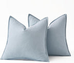 MIULEE Decorative Linen Euro Sham Pillow Covers 24x24 Light Blue | Boho - Image 6