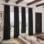 Extra Long Black Curtain 102 inches Long 2 Panels Set - Image 2