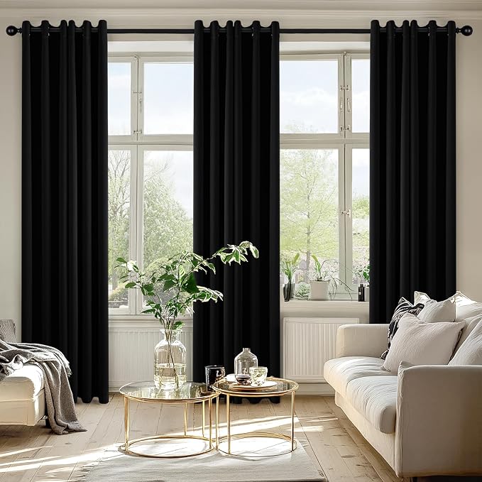 MIULEE Blackout Curtains for Bedroom 2 Panels 40 x 86 Inch Long Black | Thermal - Image 6
