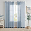 MIULEE Dusty Blue Sheer Curtains 54 X 45 Inches, 2 Panels | Solid Color by MIULEE