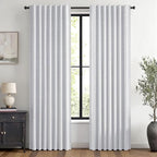 MIULEE 100% Blackout Linen Curtains 42 x 63 Inch Grayish White 2 Panels | by MIULEE