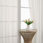 Extra Long Ivory Sheer Curtains 144 inch 2 Panels Set, Translucent Backdrop - Image 6