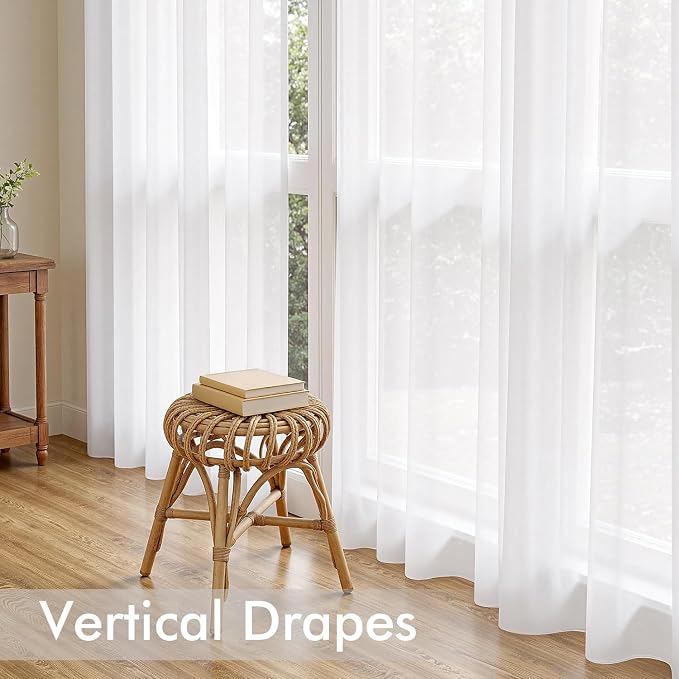 MIULEE White Sheer Curtains 92 Inches Long 4 Panels 42 x 92 Inches | Light - Image 5