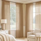 MIULEE Brown Sheer Curtains 108 Inches Long 4 Panels 54 x 108 Inches | Light - Image 2