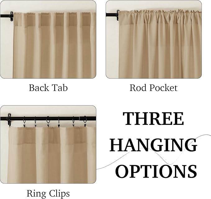 RYB HOME Farmhouse Boho Linen Sheer Curtains 90 inches Long - Image 2