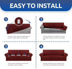 Stretch Loveseat Couch Cover, 2 Cushion Couch Slipcover, Dark Red | 1-Piece - Image 6