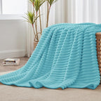 BEDELITE Ribbed Twin Blanket for Couch & Bed, Sky Blue, Warm Yet Lightweight - Image 3