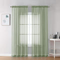 2 Panels Sheer Sage Green Curtains 72 Inches Length Window Treatment by OVZME