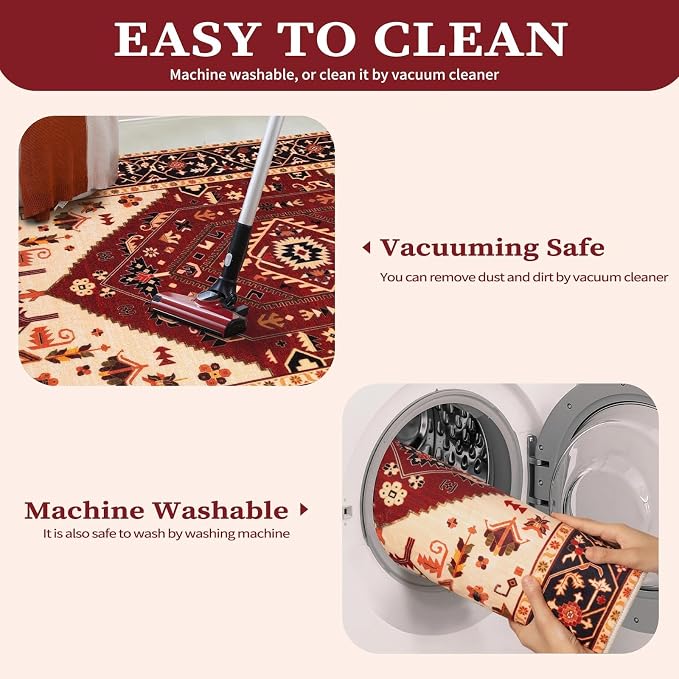 SERISSA 9x12 Washable Non Slip Boho Area Rug - Image 4
