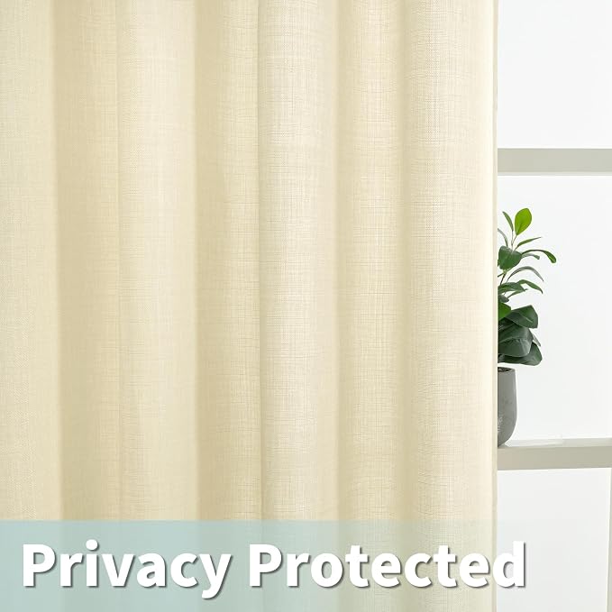 Light Beige Linen Curtains 95 Inches Long - Image 4