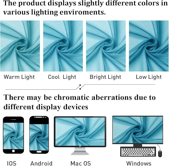 Turquoise Sheer Curtains 96 Inches Long 2 Pcs, Light Filtering Window Curtains - Image 5