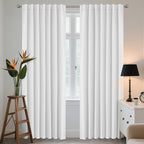 Joydeco 90 Inch 60% Blackout White Curtains 2 Panels, Elegant Semi Sheer by JOYDECO