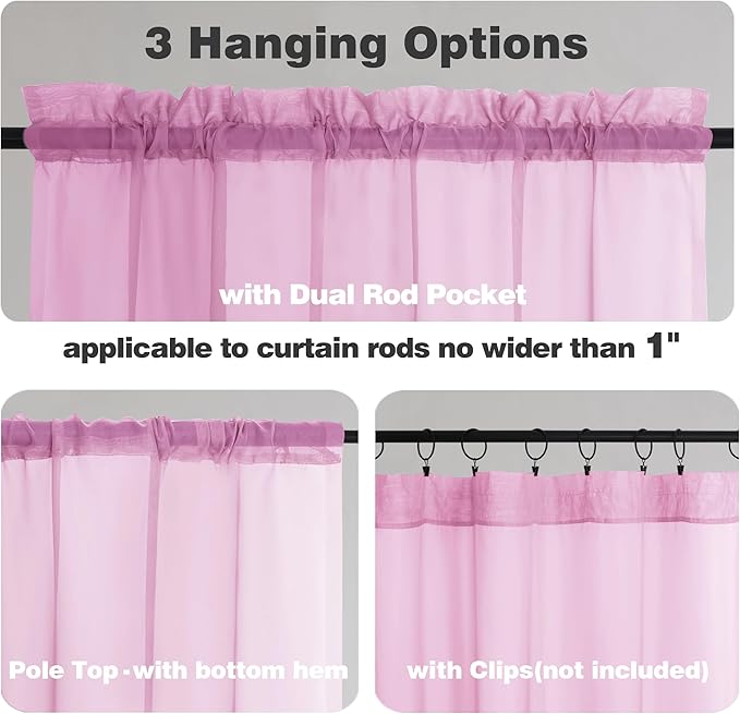 Chyhomenyc Pink Sheer Curtains 84 Inches Long - Image 5