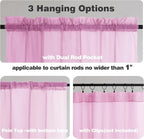 Chyhomenyc Pink Sheer Curtains 45 Inch Long 2 Panels, Light Filtering Rod - Image 3