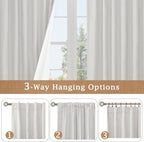 Light Grey 100% Blackout Linen Bedroom Curtains 63 Inches 2 Panels | Linen - Image 8