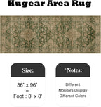 3x10 Green Retro Floral Washable Runner Rug - Image 2