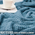 Exclusivo Mezcla Soft Waffle Fleece Bed Blanket King Size, Slate Blue | - Image 5