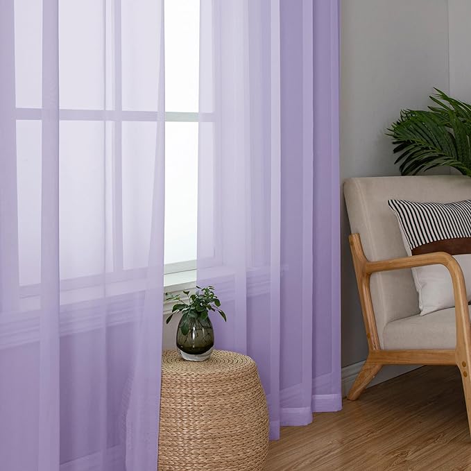 Chyhomenyc Lilac Sheer Curtains 84 Inches Long - Image 4