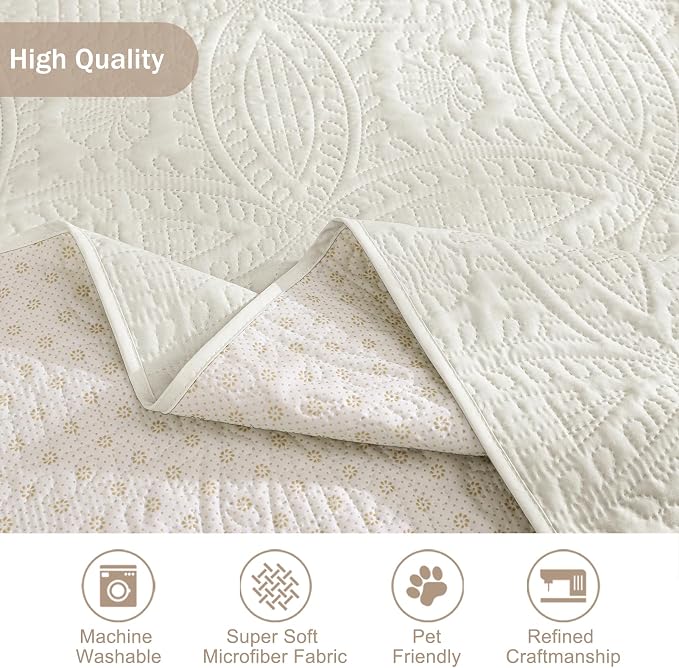 Ivory White Loveseat Couch Cover 2 Cushion Sofa, Water-Repellent Sofa Slipcover - Image 6