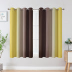 Brown and Yellow Blackout Curtains 52Wx54L Inch 2 Panels | Thermal Insulated - Image 2
